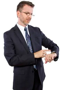 Technophobe with Smart Watch Stock Photos