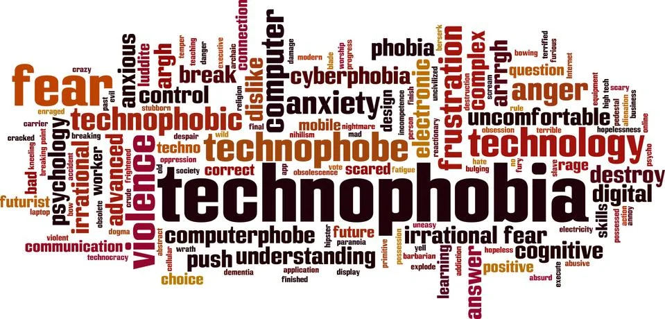 Technophobia word cloud Stock-Illustration
