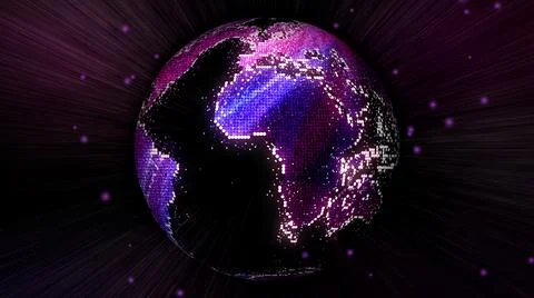 Techy earth map globe. Abstract colorful particles earth globe. Stock Illustration