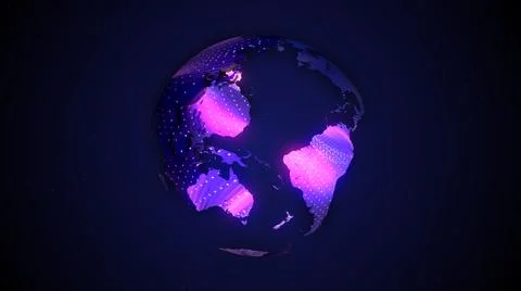 Techy earth map globe. Abstract colorful particles earth globe. Stock Illustration