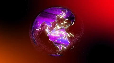 Techy earth map globe. Abstract colorful particles earth globe. Stock Illustration