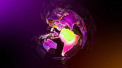 Techy earth map globe. Abstract colorful particles earth globe. Stock Illustration