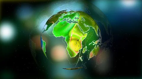 Techy earth map globe. Abstract colorful particles earth globe. Stock Illustration