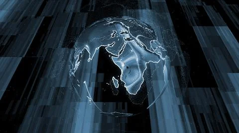 Techy earth map globe. Abstract colorful particles earth globe. Stock Illustration