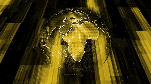 Techy earth map globe. Abstract colorful particles earth globe. Stock Illustration