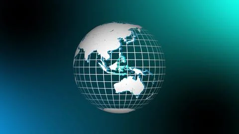 Techy earth map globe with gird line. Gird line world map news background. Stock Illustration