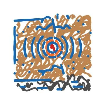 Tectonic earthquake disaster icon doodle illustration Ilustración de archivo