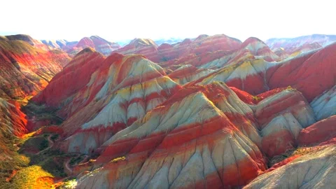 Tectonic movement, Uplift and erosion, Strata deformation, Geological Stock Footage 337156073
