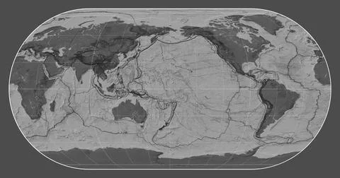 Tectonic plates. Bilevel. Eckert III projection 180 Stock Illustration