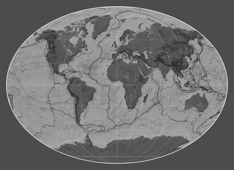 Tectonic plates. Bilevel. Fahey projection 0 Stock Illustration