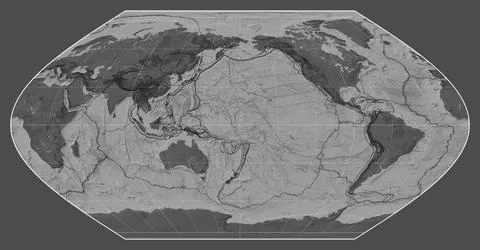 Tectonic plates. Bilevel. Winkel I projection 180 Stock Illustration