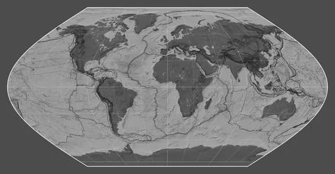Tectonic plates. Bilevel. Winkel I projection 0 Stock Illustration