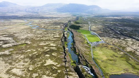 Tectonic plates canyon in Iceland Stock Footage 248439823