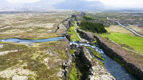 Tectonic plates canyon in Iceland Stock Footage 248440486