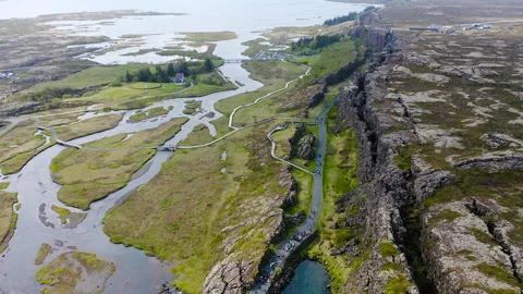 Tectonic plates canyon in Iceland Stock Footage 248441604