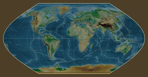 Tectonic plates. Physical. Winkel I projection 0 Stock Illustration