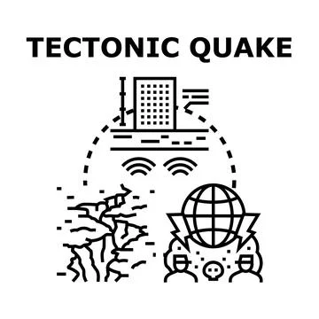 Tectonic quake natural disaster affecting buildings and people Ilustración de archivo
