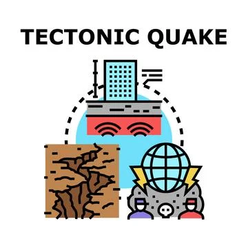 Tectonic quake natural disaster affecting buildings and people Ilustración de archivo
