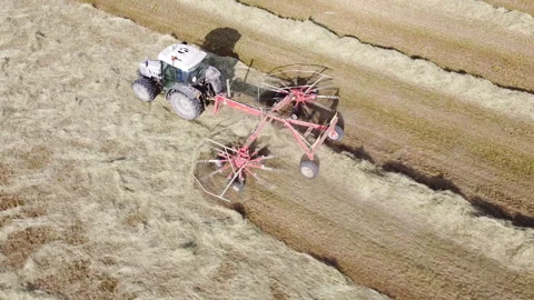 Tedder agricultural machine Vídeos de archivo 153936498