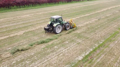 Tedder machinery in action on the ground Stock-Footage 163471353