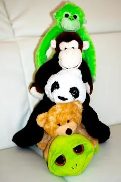Teddies looking together Foto stock