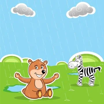 Teddy and zebra Stock-Illustration