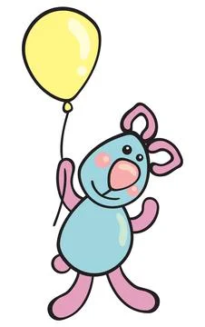 Teddy with balloon Stock Illustration