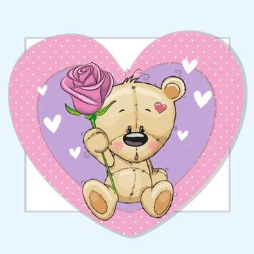 Teddy bear and a flower Stock Illustration
