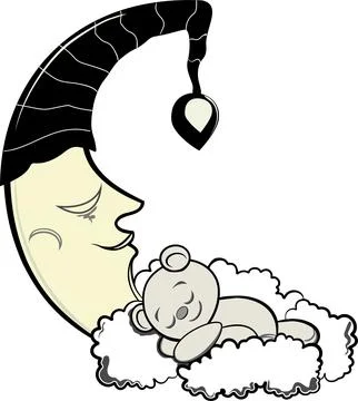 TEDDY BEAR AND MOON Stock Illustration