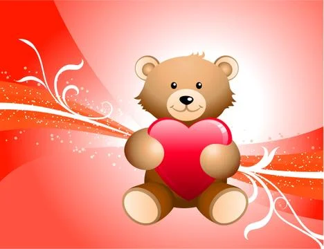 Teddy Bear and Red Background Stock Illustration