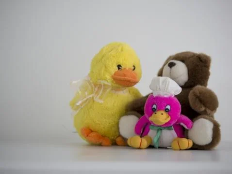 Teddy bear and two ducks Foto stock