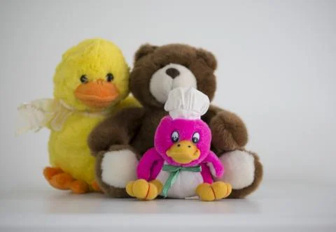 Teddy bear and two ducks Foto stock