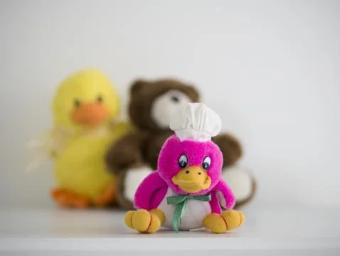 Teddy bear and two ducks Foto stock
