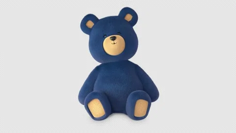 Teddy bear animation - Seated waving looped - 4K - BLUE Stock Footage 146813640