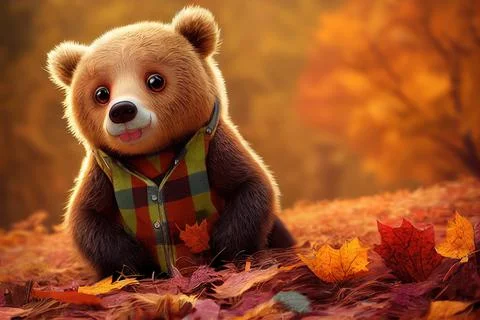 Teddy Bear Autumn Stock Illustration