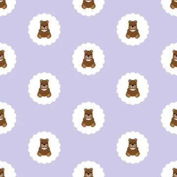 Teddy bear baby. Seamless vector illustration. Flat. Stock Illustration
