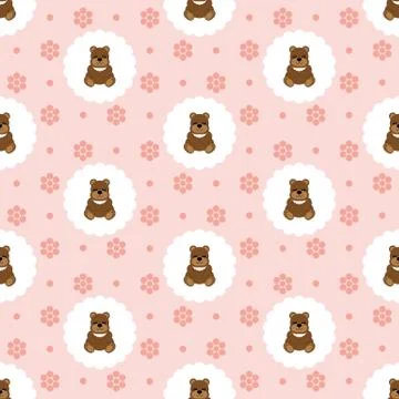 Teddy bear baby. Seamless vector illustration. Flat. Stock Illustration