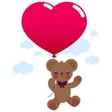 Teddy bear with balloon. Vector illustration Stock Illustration