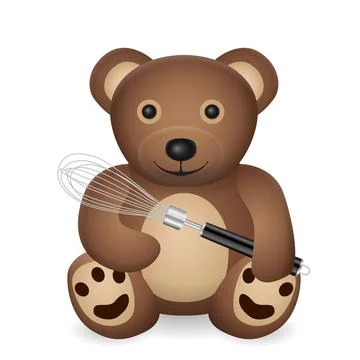Teddy bear with balloon whisk Stock Illustration
