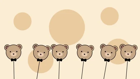 Teddy Bear Balloons with Circle Background Stock Footage 336836966