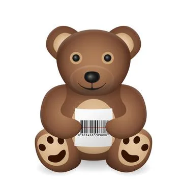 Teddy bear with barcode イラスト素材