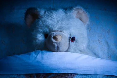 Teddy Bear on Bed Stock Photos