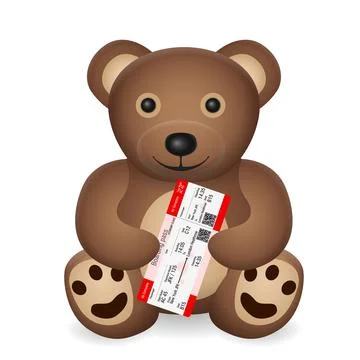 Teddy bear with boarding pass Stock Illustration