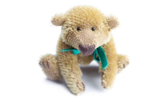 Teddy bear with bow isolated on white Foto stock