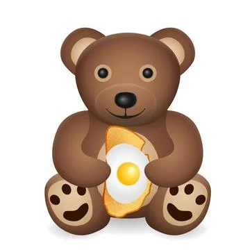 Teddy bear with bread toast with egg Stock Illustration
