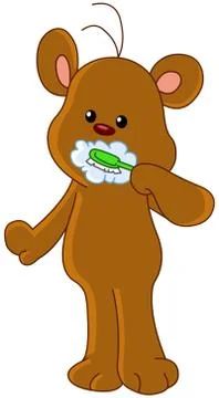 Teddy bear brushing teeth Stock Illustration