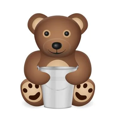 Teddy bear with bucket Stock Illustration
