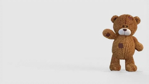 Teddy Bear comes out from the right side of the screen and greeting Video Lo 库存影片 163293898