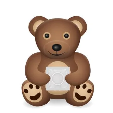 Teddy bear with condom Stock Illustration