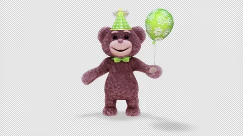Teddy Bear Congratulation Loop on Alpha Channel Stock Footage 152151736